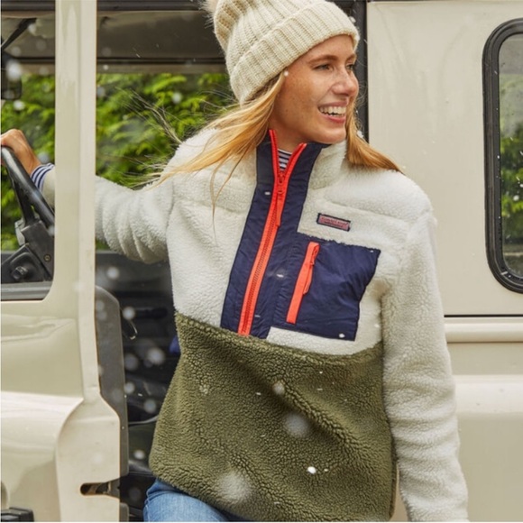 Vineyard Vines Colorblock Sherpa Zip Sweater - Picture 2 of 7